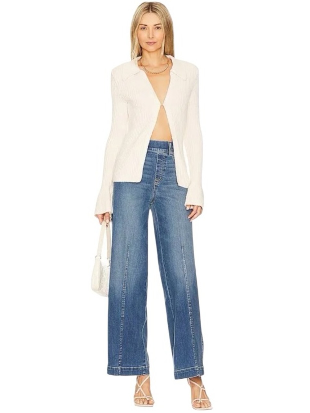 SPANX Seamed Front Wide Leg Jean size M